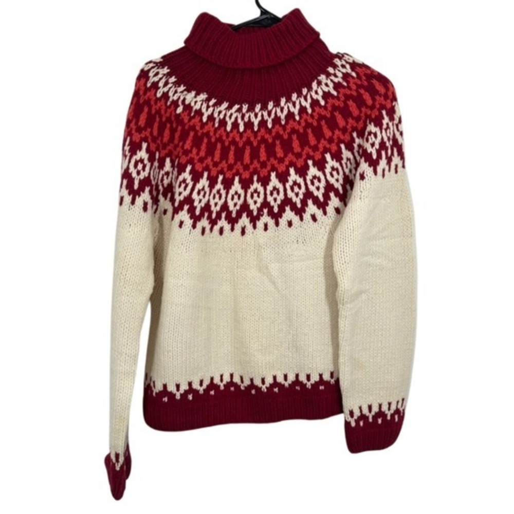 American Eagle Outfitters Hand Knit Lambswool Fair Isle Turtleneck Sweater